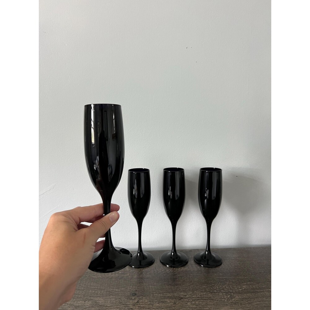 Vintage Black Amethyst Champagne Glass
